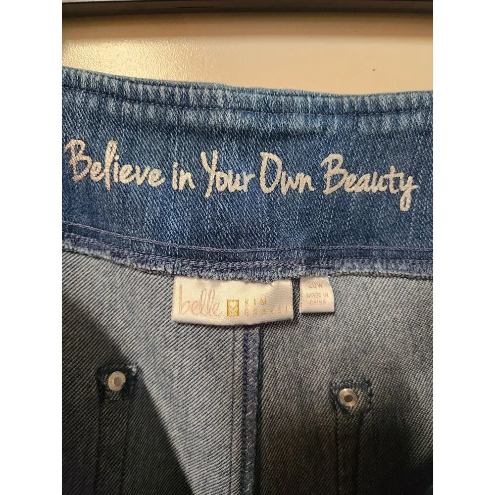 Belle by Kim Gravel Believe In Your Own Beauty Denim Blue Jeans Size 20W